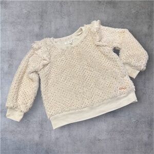 Tahari Toddler Kids Girls White and Gold Long Sleeve Shirt Sweater size 3T